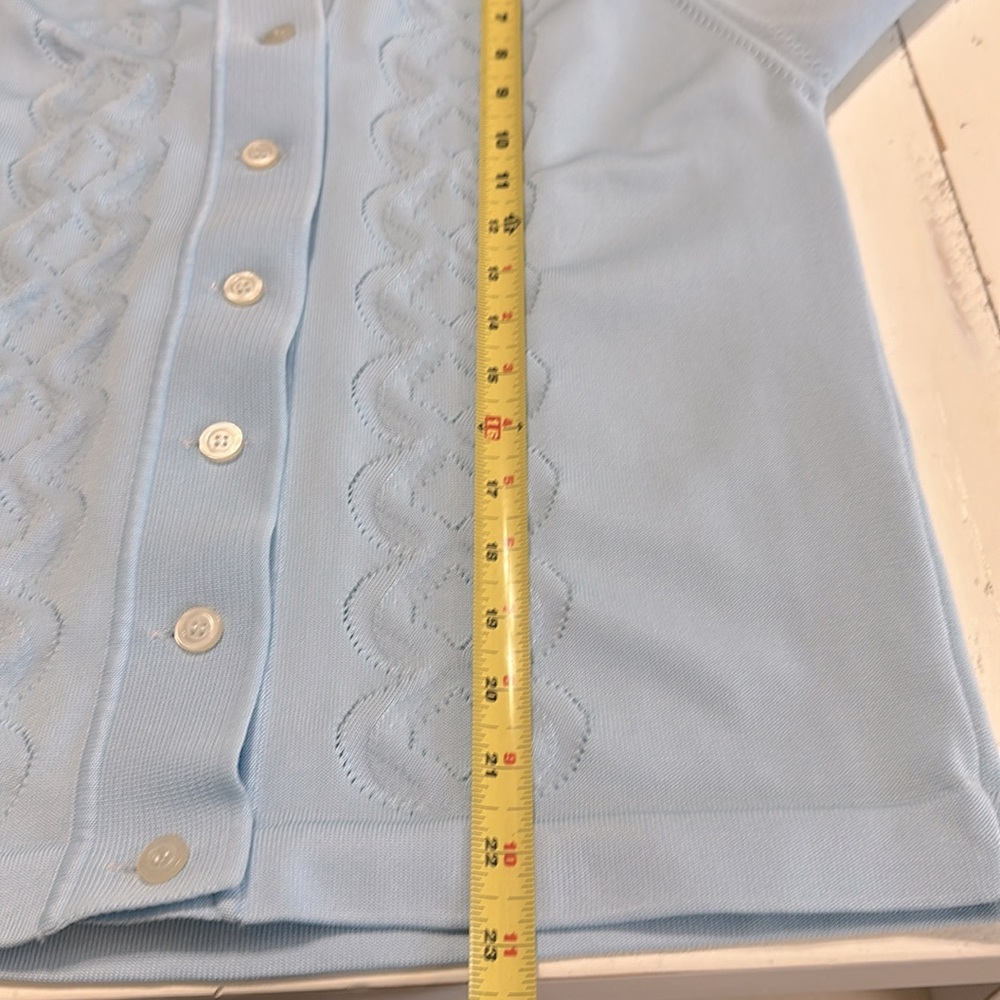 Vintage 1970s SILAN TREVIRA made in Italy, grandmacore baby blue cardigan sm - Picture 11 of 12